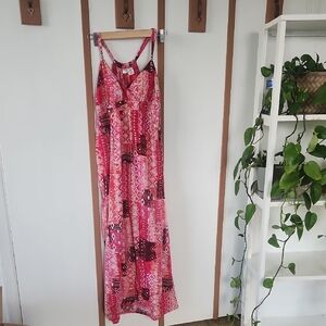 Allison Brittney Red and Pink Maxi Dress